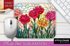 Stained Glass Flowers Mouse Pad Sublimation - Floral PNG Product Image 1
