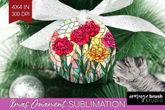 Stained Glass Flowers Ornament PNG - Floral PNG Sublimation Product Image 1