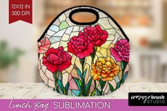 Stained Glass Flowers Lunch Bag - Floral Lunch Bug PNG Product Image 1
