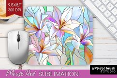 Stained Glass Flowers Mouse Pad Sublimation - Floral PNG Product Image 1