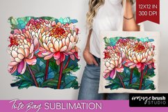 Stained Glass Flowers Tote Bag - Floral Tote Bag PNG Product Image 1