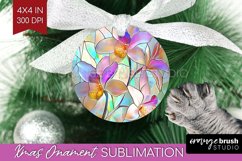 Stained Glass Flowers Ornament PNG - Floral PNG Sublimation Product Image 1