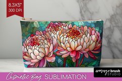 Stained Glass Flowers Cosmetic Bag - Floral Makeup Bag PNG Product Image 1