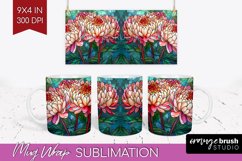 Stained Glass Flowers Mug Wrap - Floral Mug PNG Sublimation Product Image 1