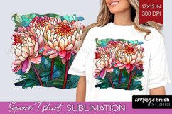 Stained Glass Flowers Square Tshirt Background - Floral PNG Product Image 1