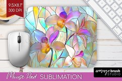 Stained Glass Flowers Mouse Pad Sublimation - Floral PNG Product Image 1
