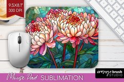Stained Glass Flowers Mouse Pad Sublimation - Floral PNG Product Image 1