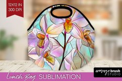 Stained Glass Flowers Lunch Bag - Floral Lunch Bug PNG Product Image 1