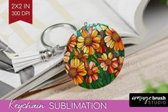 Stained Glass Flowers Keychain PNG - Floral Keychain Product Image 1