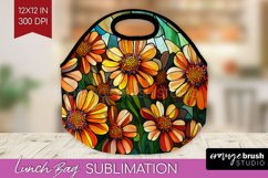 Stained Glass Flowers Lunch Bag - Floral Lunch Bug PNG Product Image 1