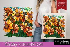 Stained Glass Flowers Tote Bag - Floral Tote Bag PNG Product Image 1