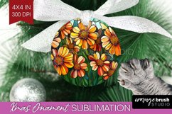 Stained Glass Flowers Ornament PNG - Floral PNG Sublimation Product Image 1