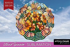 Stained Glass Flowers Wind Spinner Sublimation PNG - Floral Product Image 1