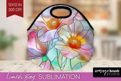 Stained Glass Flowers Lunch Bag - Floral Lunch Bug PNG Product Image 1