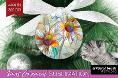 Stained Glass Flowers Ornament PNG - Floral PNG Sublimation Product Image 1