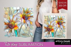 Stained Glass Flowers Tote Bag - Floral Tote Bag PNG Product Image 1