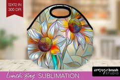 Stained Glass Flowers Lunch Bag - Floral Lunch Bug PNG Product Image 1