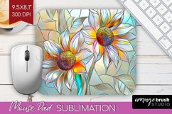 Stained Glass Flowers Mouse Pad Sublimation - Floral PNG Product Image 1