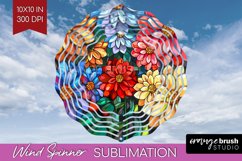 Stained Glass Flowers Wind Spinner Sublimation PNG - Floral Product Image 1