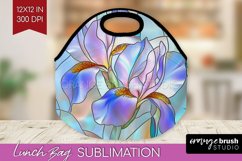 Stained Glass Flowers Lunch Bag - Floral Lunch Bug PNG Product Image 1