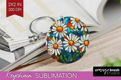 Stained Glass Flowers Keychain PNG - Floral Keychain Product Image 1