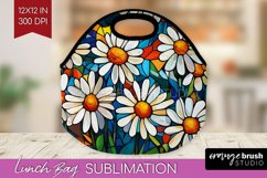Stained Glass Flowers Lunch Bag - Floral Lunch Bug PNG Product Image 1