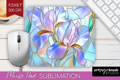 Stained Glass Flowers Mouse Pad Sublimation - Floral PNG Product Image 1