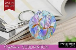 Stained Glass Flowers Keychain PNG - Floral Keychain Product Image 1