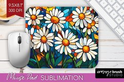 Stained Glass Flowers Mouse Pad Sublimation - Floral PNG Product Image 1