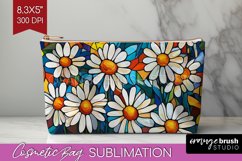 Stained Glass Flowers Cosmetic Bag - Floral Makeup Bag PNG Product Image 1
