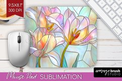Stained Glass Flowers Mouse Pad Sublimation - Floral PNG Product Image 1