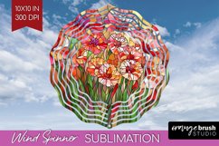 Stained Glass Flowers Wind Spinner Sublimation PNG - Floral Product Image 1