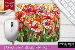 Stained Glass Flowers Mouse Pad Sublimation - Floral PNG Product Image 1