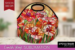Stained Glass Flowers Lunch Bag - Floral Lunch Bug PNG Product Image 1