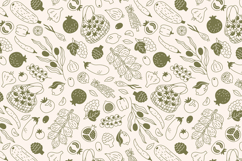 Fruits And Vegetables Doodle Seamless Pattern Digital Paper Product Image 2