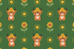 Highland Cow Summer Seamless Pattern &amp; Digital Paper Product Image 2