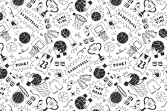 Basketball Doodle Seamless Pattern &amp; Digital Paper EPS PNG J Product Image 2