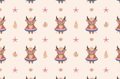 Highland Cow Summer Beach Seamless Pattern &amp; Digital Paper Product Image 2