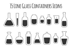 Glass Bottle Tube Container Flask Doodles Line Icons Product Image 2