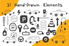 Electric Car Doodles PNG Clipart Product Image 2