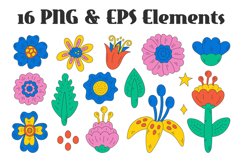 Vintage Funky Flowers Summer PNG Clipart Product Image 2