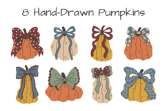 Vintage Pumpkins With Bows PNG Clipart Product Image 2