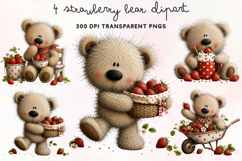 Strawberry Bear Clipart PNG Product Image 1