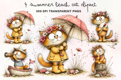 Summer Beach Cat Clipart PNG Product Image 1