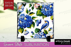 Summer Flowers Slate PNG - Floral Square Slate Sublimation Product Image 1