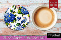 Summer Flowers Round Coaster - Floral Coaster PNG Product Image 1