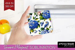 Summer Flowers Magnet Sublimation - Floral Square Magnet PNG Product Image 1