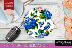 Summer Flowers Car Coaster - Floral Coaster PNG Sublimation Product Image 1