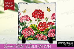 Summer Flowers Slate PNG - Floral Square Slate Sublimation Product Image 1