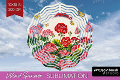 Summer Flowers Wind Spinner Sublimation PNG - Floral Round Product Image 1